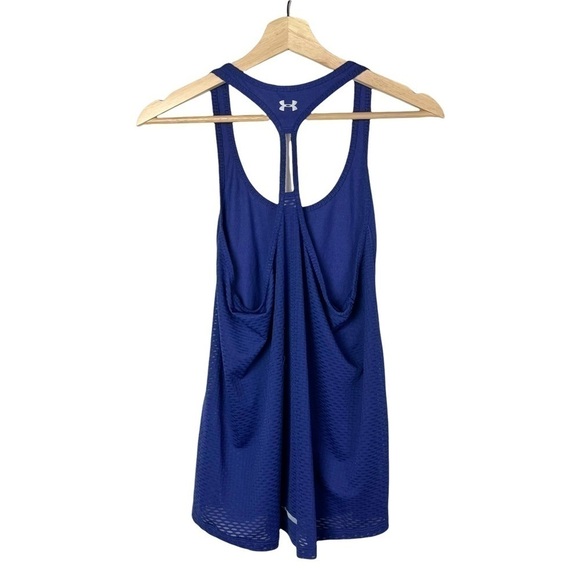 Under Armour UA Racerback Blue Purple Mesh Detail Athletic Tank Top S - Picture 2 of 5